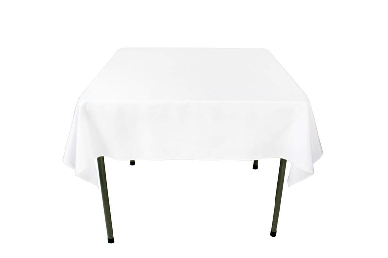 GEFEII Kitchen 54 inch Square Tablecloth Solid Polyester White Tablecloths for Wedding Party Restaurant Banquet Dining Buffet Table Picnic Decorations (Square-54x54 inch, White) - Image 1